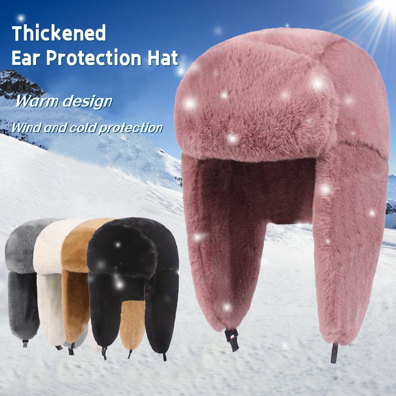 New Winter Warm Thick Plush Bo - Trapper Hat Ear Flap ulasan dan harga