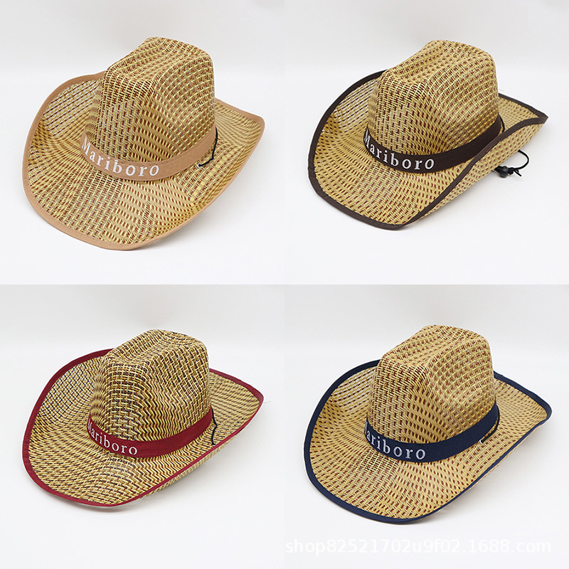 Men Retro Western Cowboy Summe - Cowboy Hat Straw ulasan dan harga
