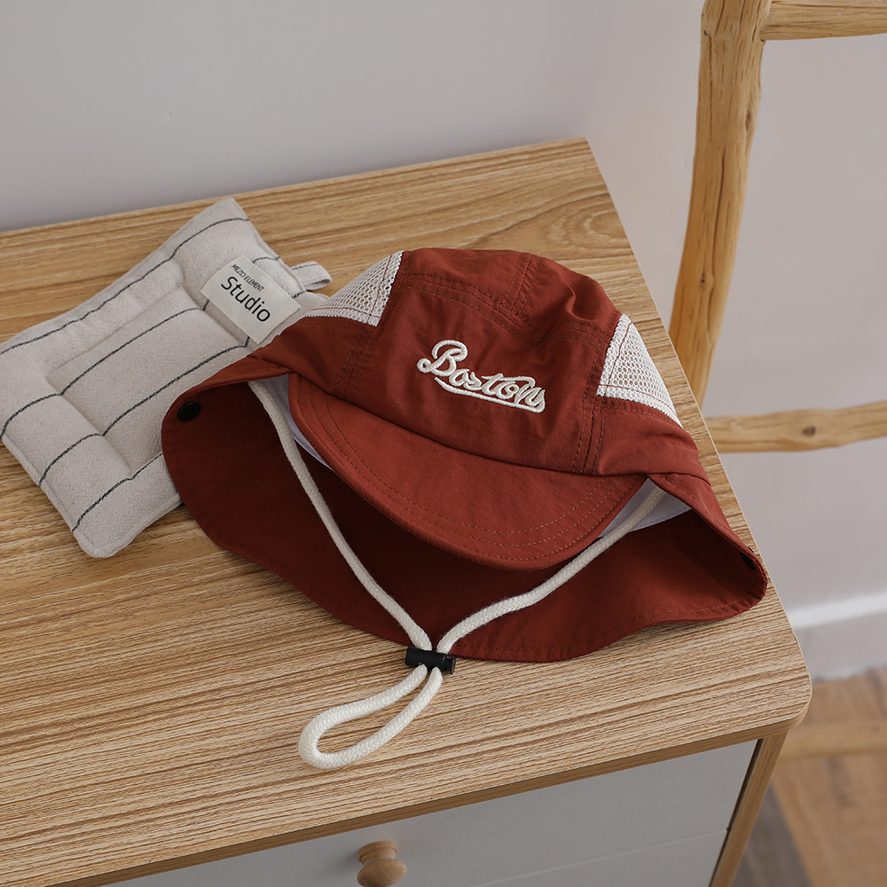 Letter Embroidered Baby Sun Ha - Bucket Hat Cotton ulasan dan harga