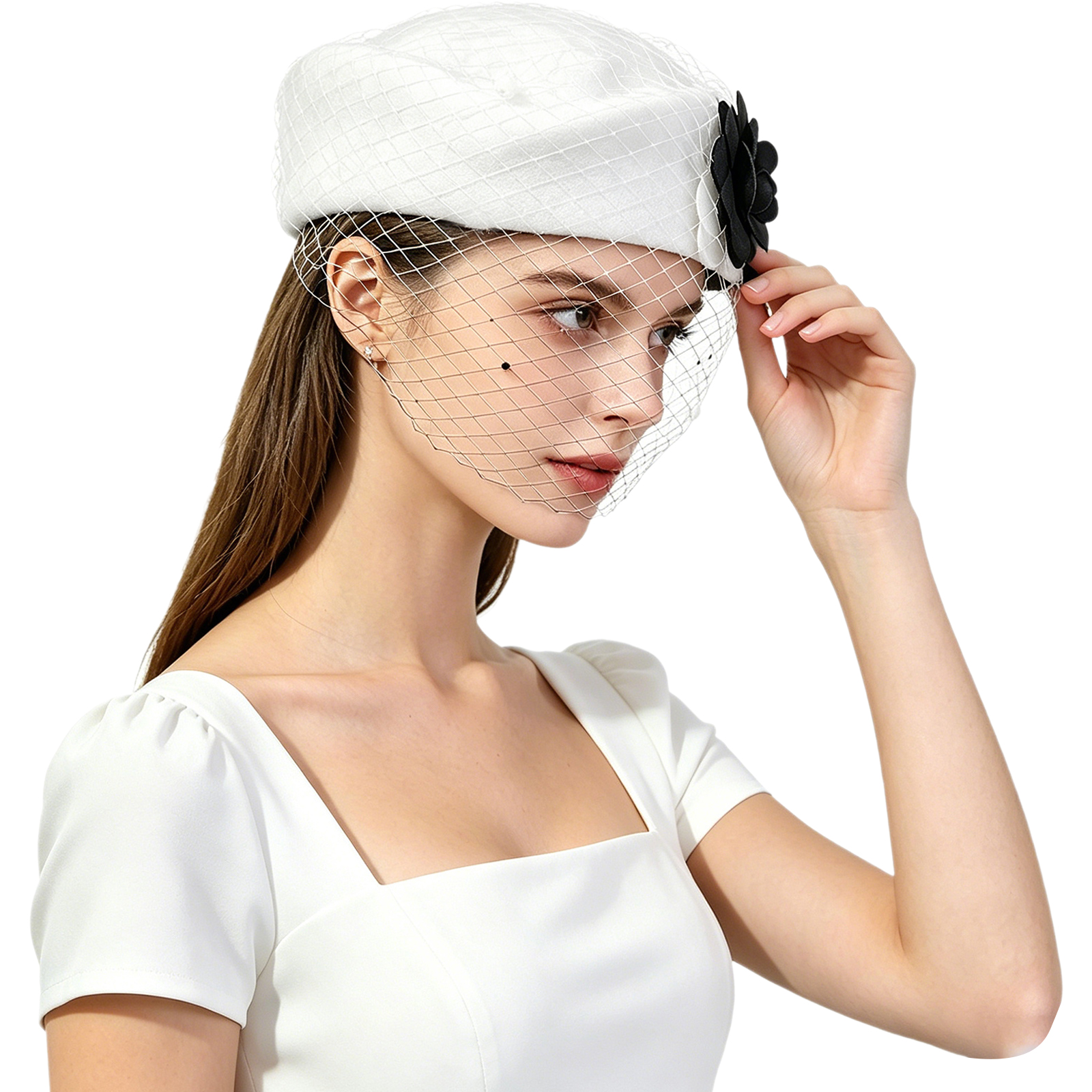 Vintage Artificial Flower Brid - Beret French Wool ulasan dan harga