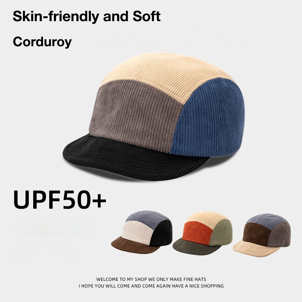 Unisex Vintage Color Block Cor - Corduroy Cap 5 Panel ulasan dan harga