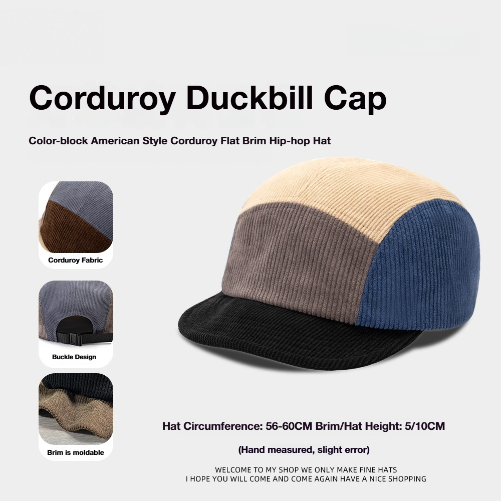 Unisex Vintage Color Block Cor - Corduroy Cap 5 Panel ulasan dan harga