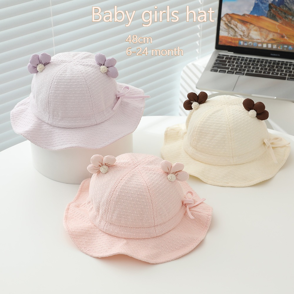 Baby Girls Sun Hat 48cm 6-24 M - Bucket Hat Cotton ulasan dan harga