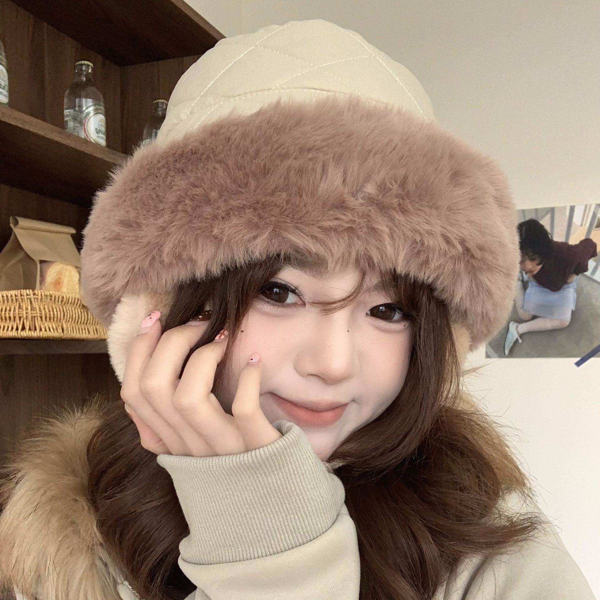 Women's Winter Quilted Faux Fu - Trapper Hat Ear Flap ulasan dan harga