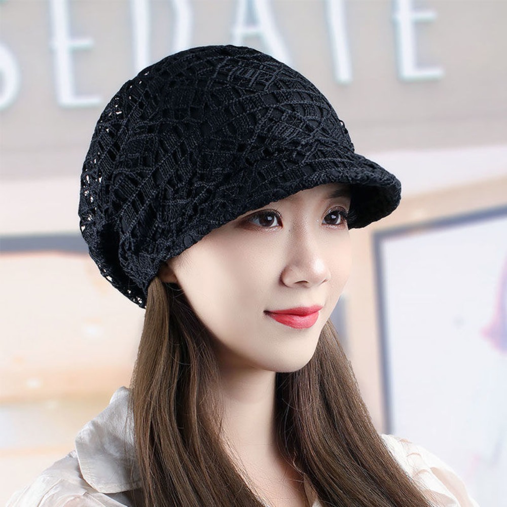 Hollow Out Flower Beanie Cap B - Baseball Cap Structured ulasan dan harga