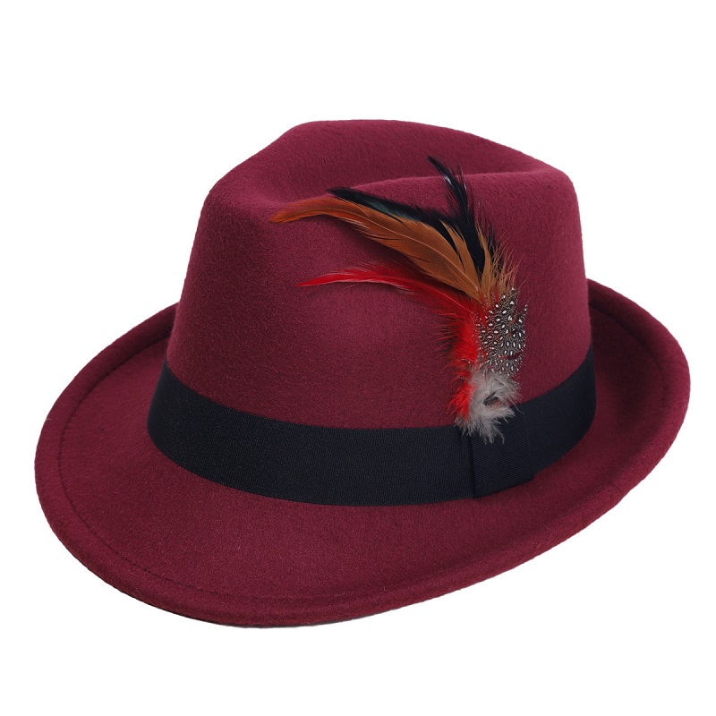 Hot-Selling Feather Top Hat Br - Fedora Hat Wool ulasan dan harga